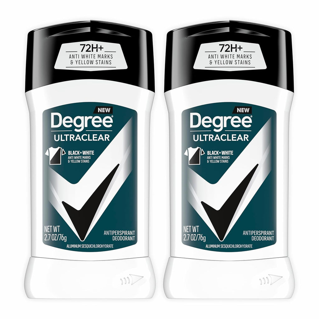 Degree Men UltraClear Antiperspirant Deodorant Stick, Black+White (2 Count, 2.7 oz)