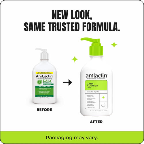 AmLactin Daily Nourish Therapeutic Body Lotion, 12% Lactic Acid Exfoliating Moisturizer (14.1 oz)