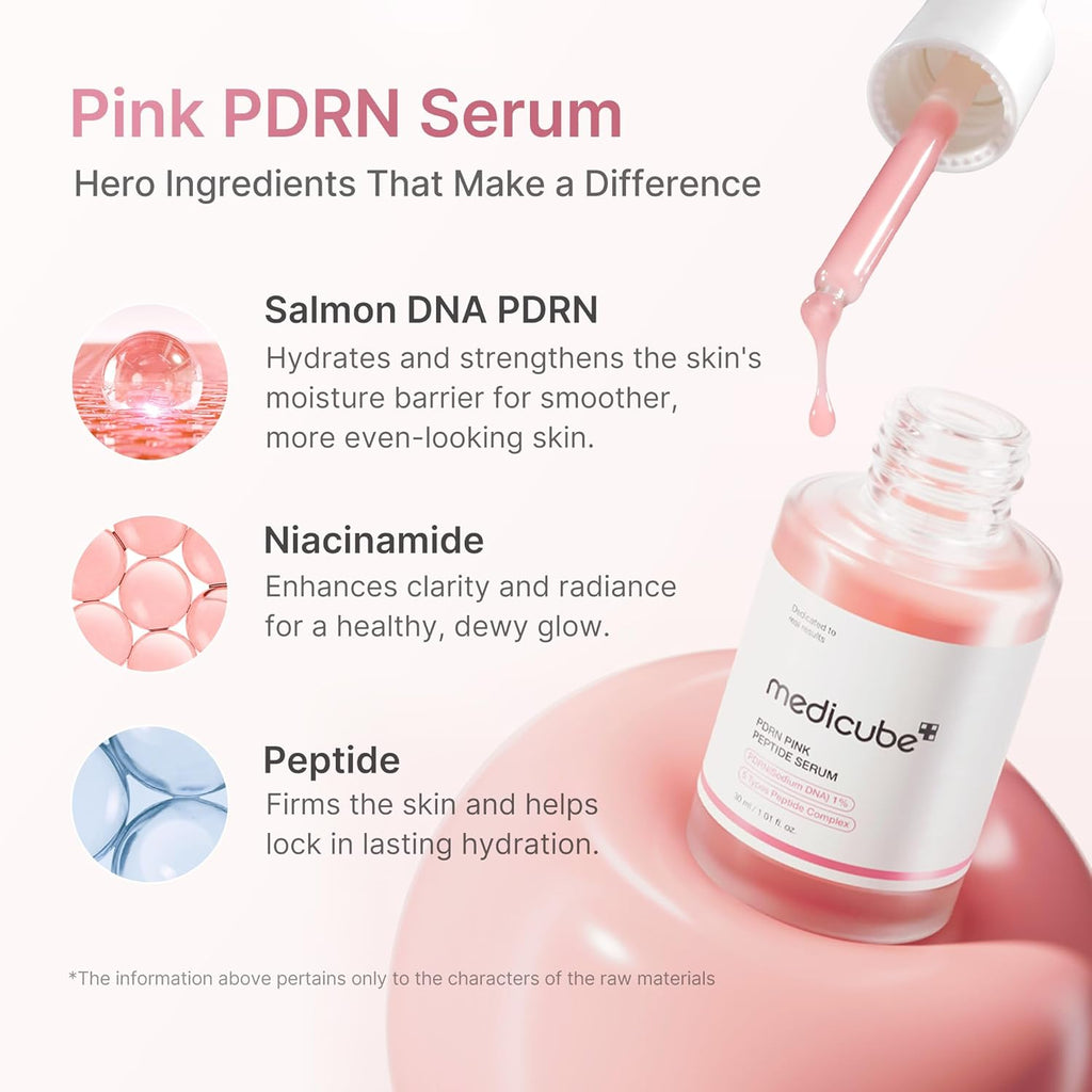 medicube PDRN Pink Peptide Serum with Salmon DNA, Hydrating & Firming Care (1.01 fl. oz)