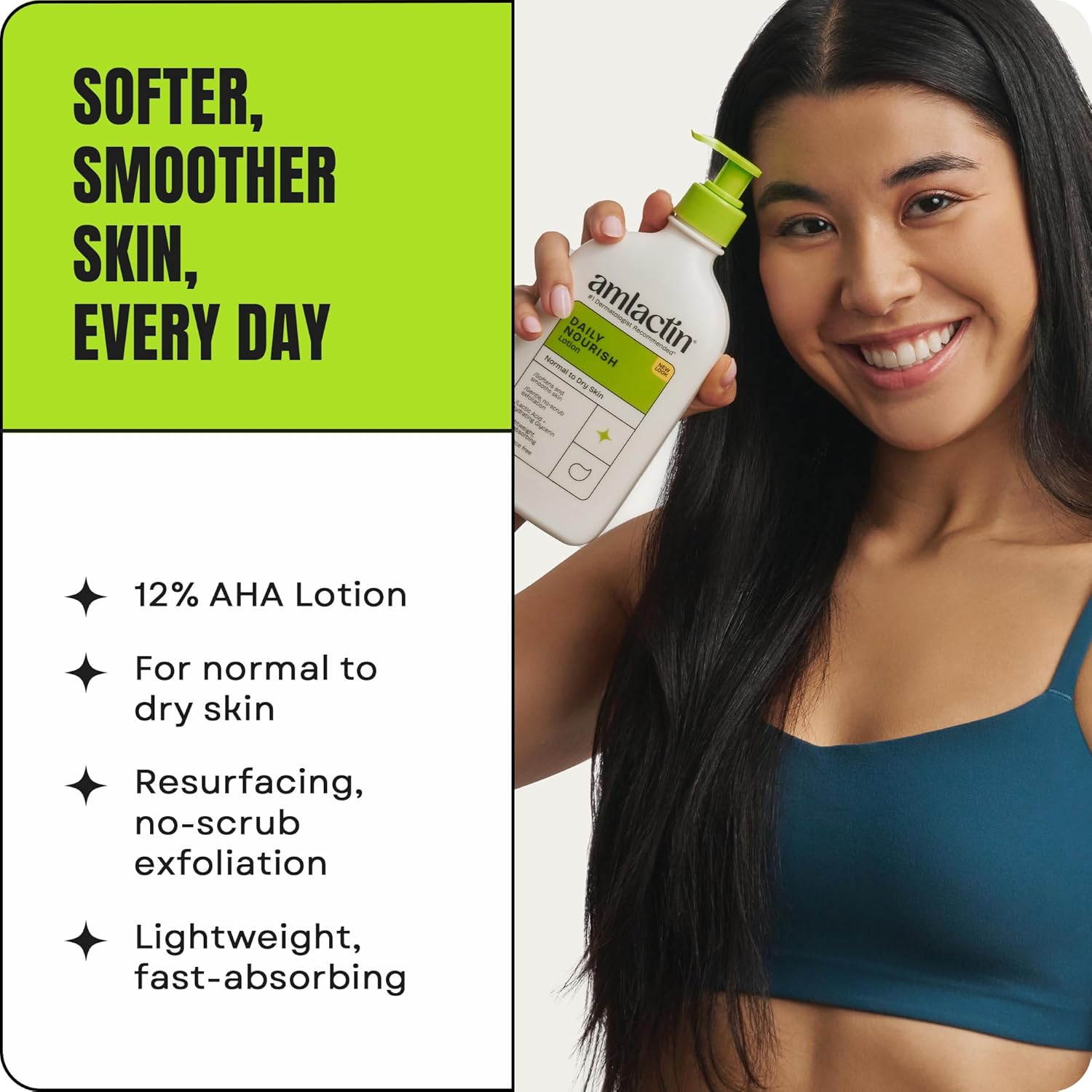 AmLactin Daily Nourish Therapeutic Body Lotion, 12% Lactic Acid Exfoliating Moisturizer (14.1 oz)