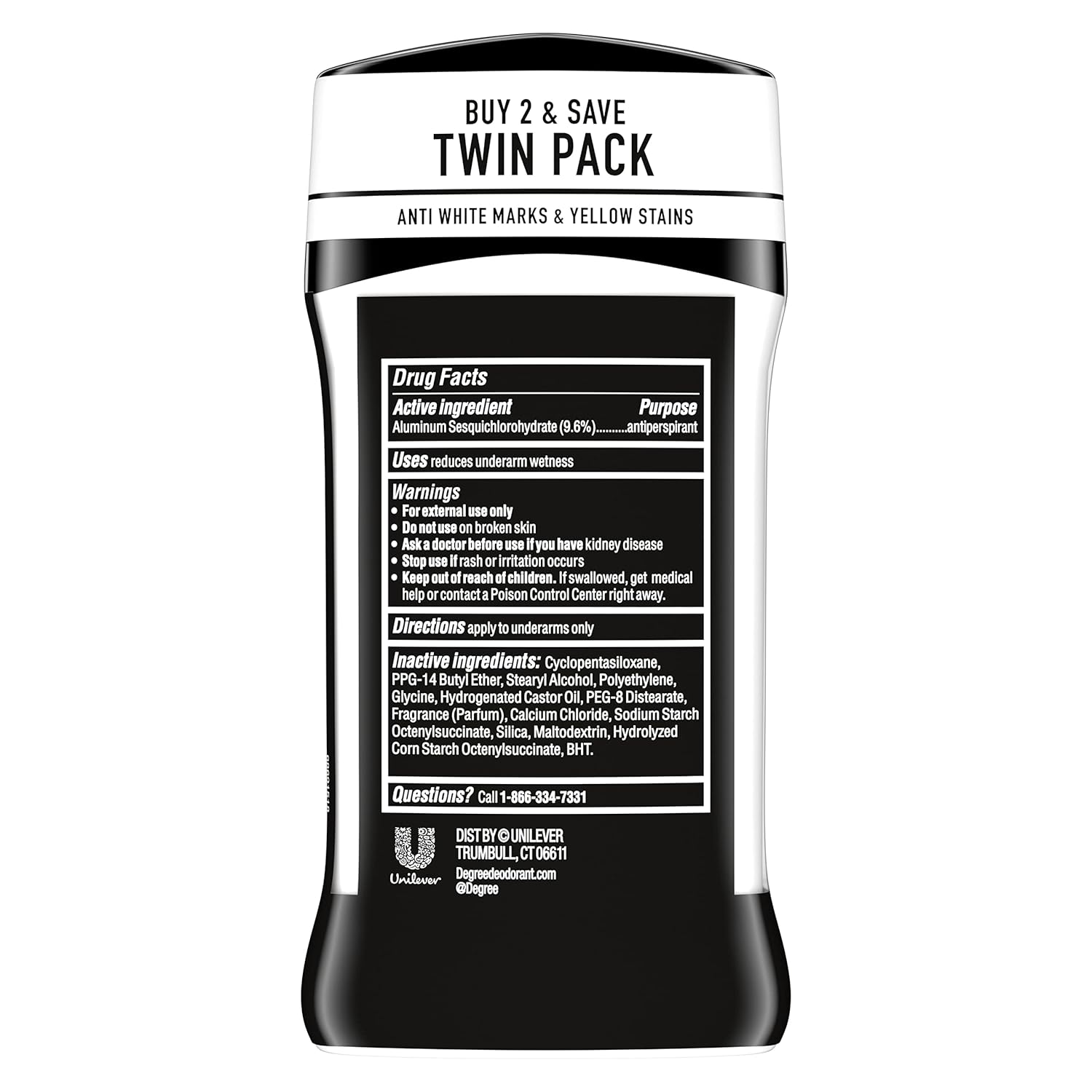 Degree Men UltraClear Antiperspirant Deodorant Stick, Black+White (2 Count, 2.7 oz)