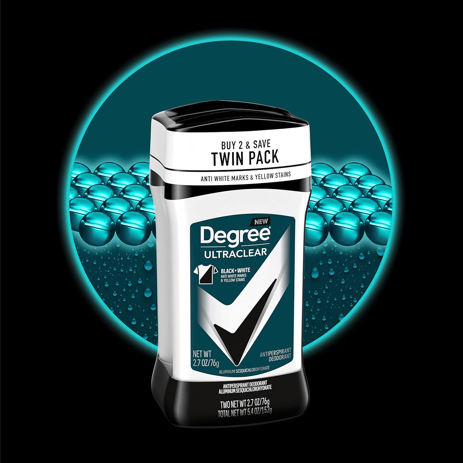 Degree Men UltraClear Antiperspirant Deodorant Stick, Black+White (2 Count, 2.7 oz)