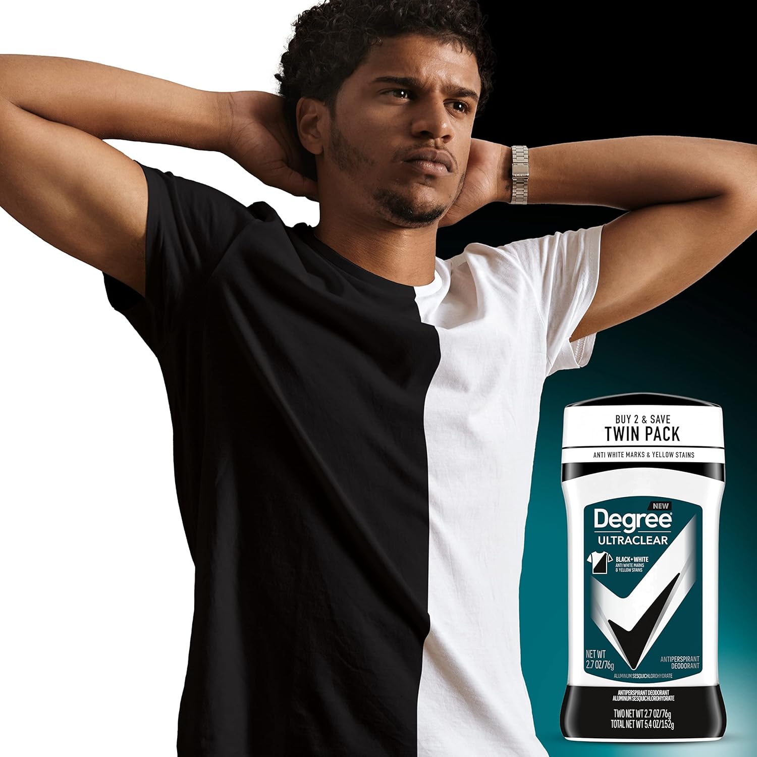 Degree Men UltraClear Antiperspirant Deodorant Stick, Black+White (2 Count, 2.7 oz)
