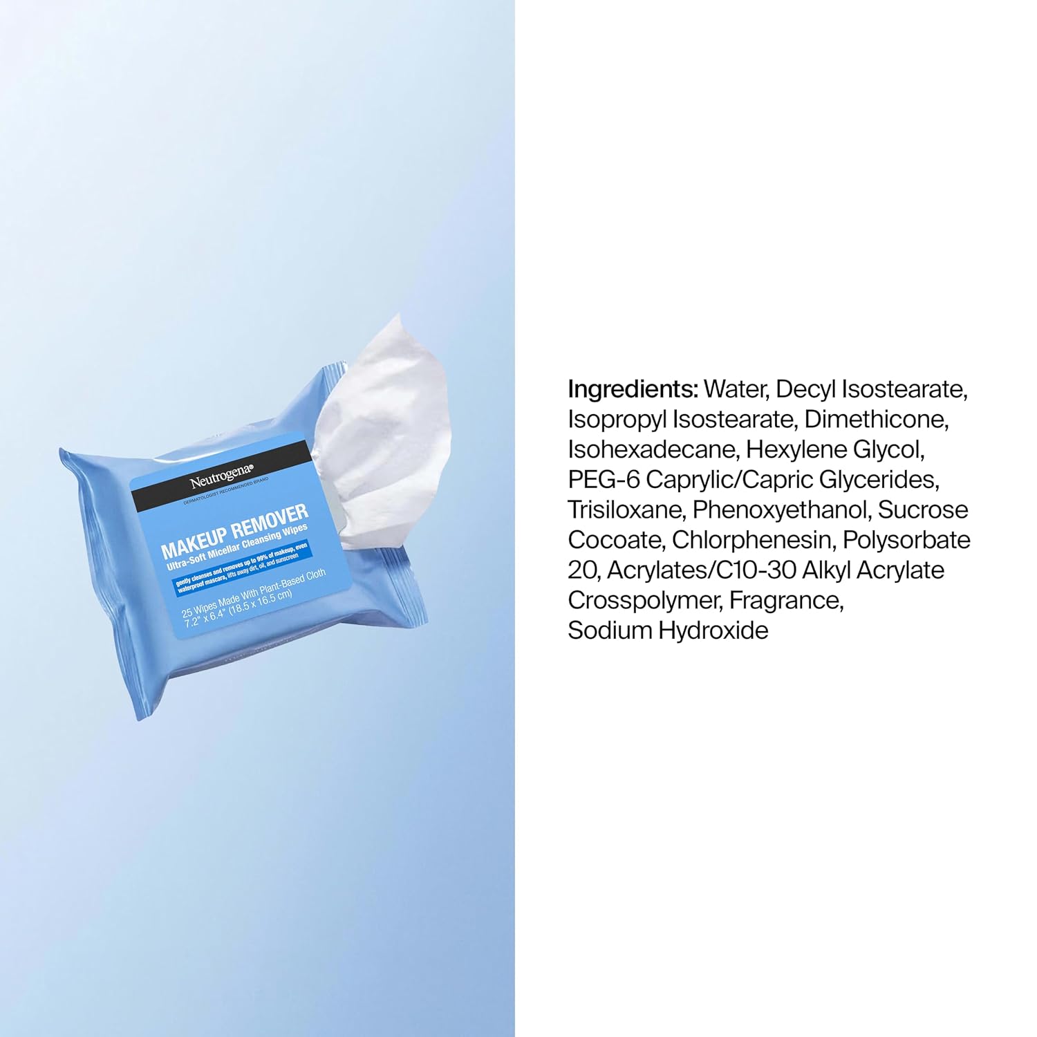 Neutrogena Micellar Water Makeup Remover Face Towelettes, Alcohol-Free (20 ct)
