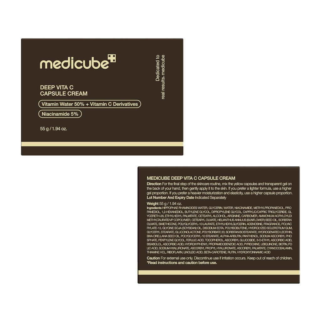 medicube Deep Vitamin C Capsule Cream, Liposome Golden Capsule Face Moisturizer (1.94 oz)
