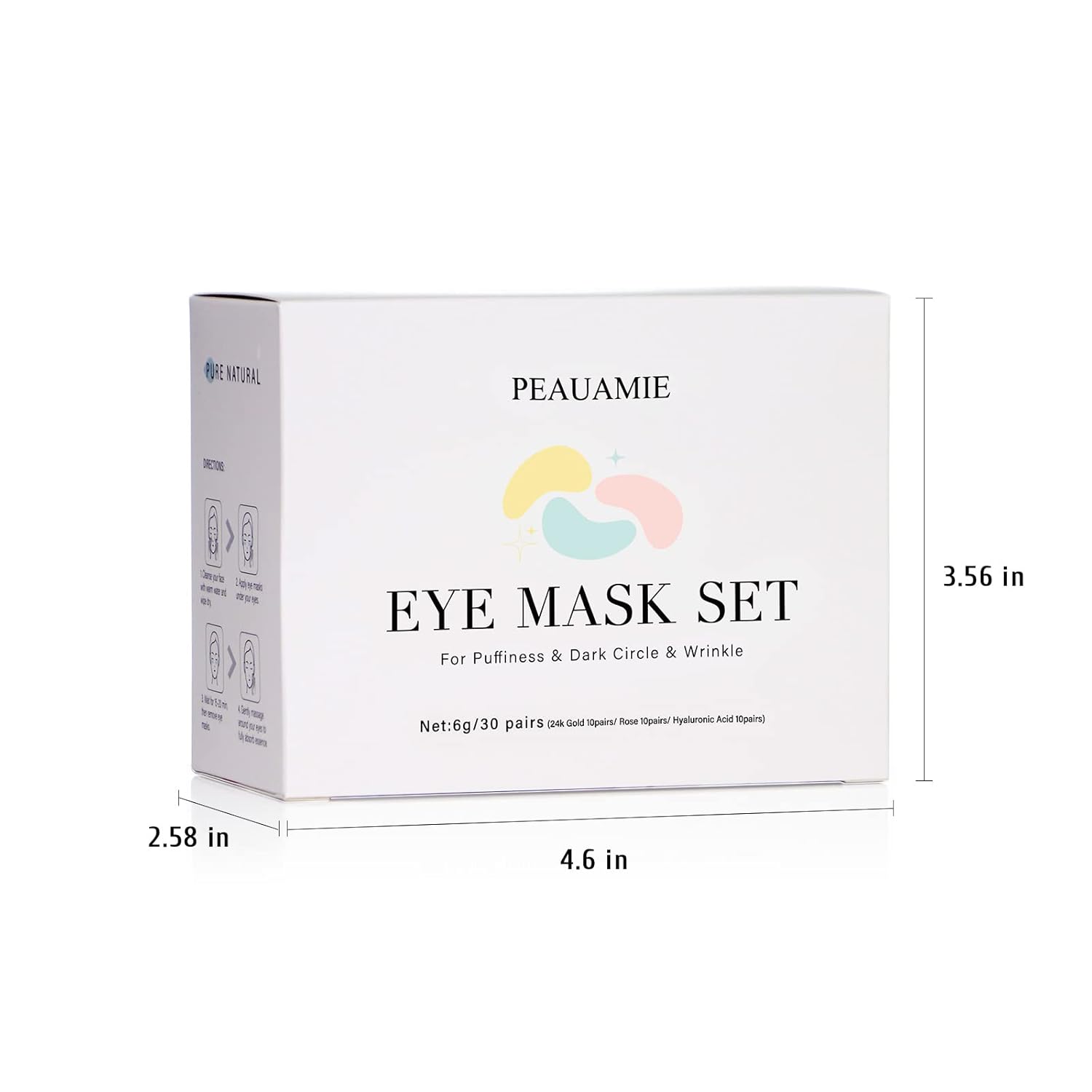 PEAUAMIE Hydrogel Under Eye Patches Set with Hyaluronic Acid & Gold (30 Pairs)