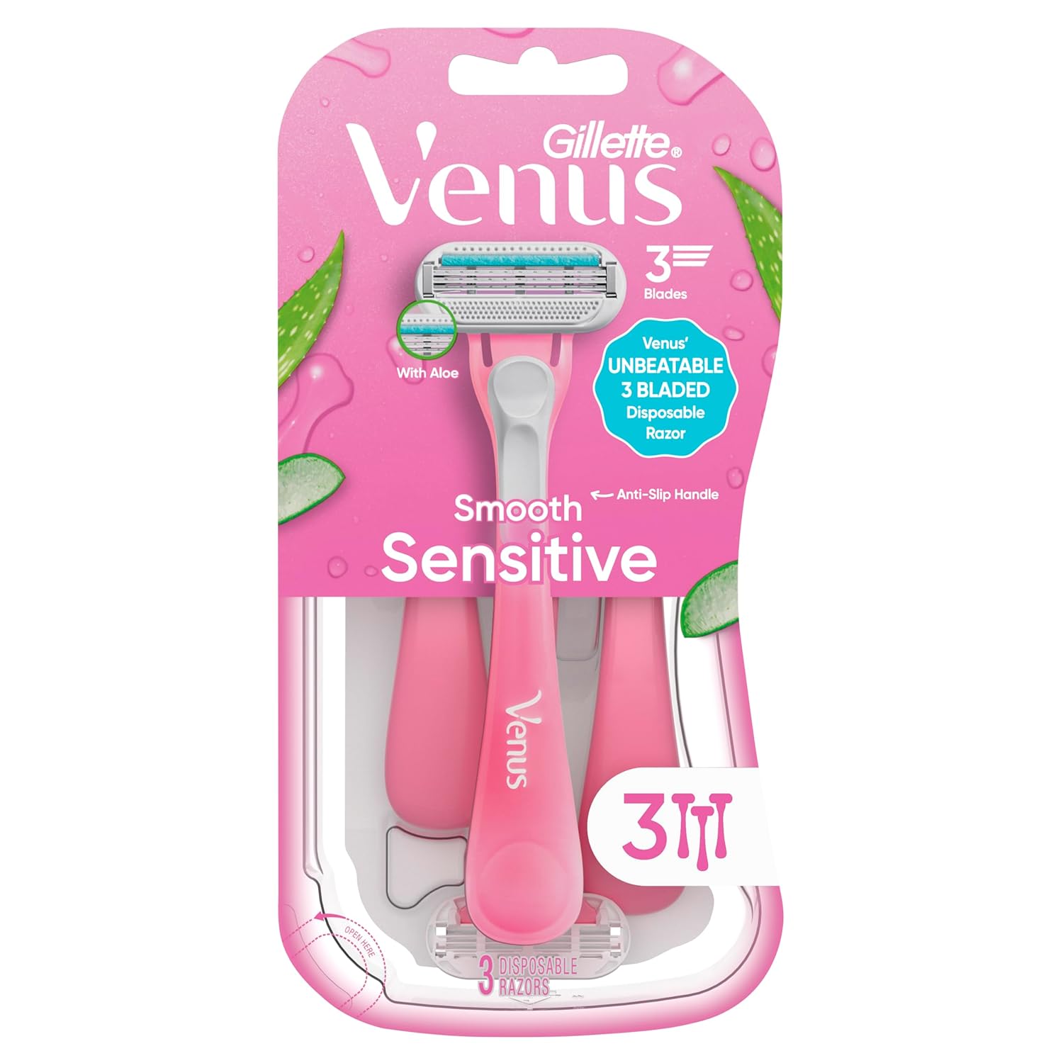 Gillette Venus Sensitive Women's Disposable Razors (3 Count)